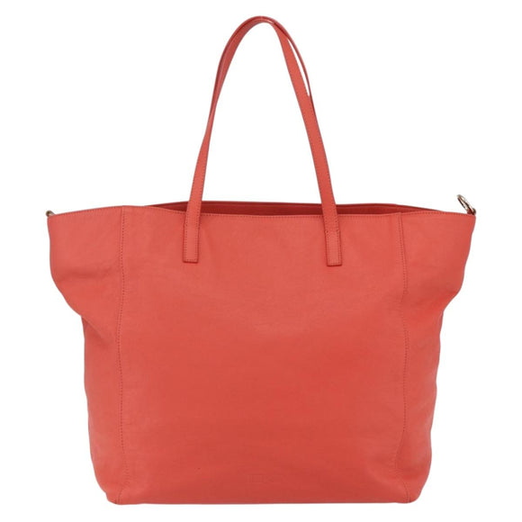 VALENTINO Tote Bag Leather Orange Gold Auth bs31646