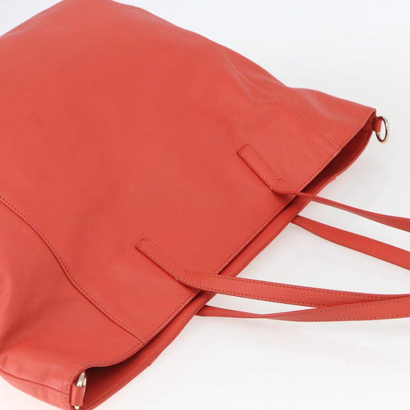 VALENTINO Tote Bag Leather Orange Gold Auth bs31646