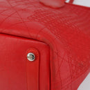 Christian Dior Canage Tote Bag Coated Canvas Red Silver Auth bs31647-9