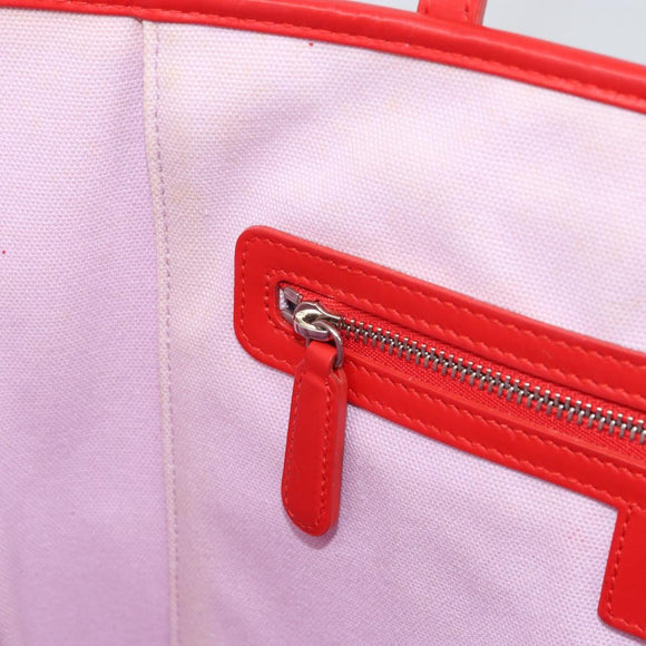 Christian Dior Canage Tote Bag Coated Canvas Red Silver Auth bs31647