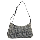 Christian Dior Trotter Canvas Accessory Pouch Navy Silver Auth bs31648-1