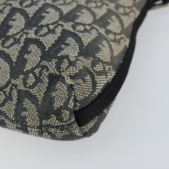Christian Dior Trotter Canvas Accessory Pouch Navy Silver Auth bs31648