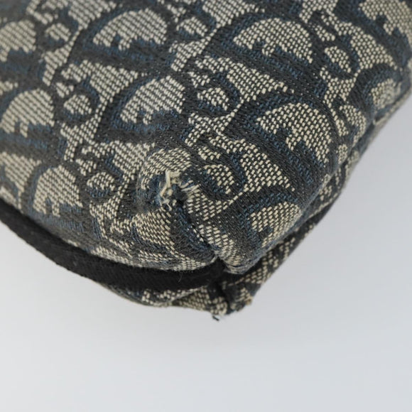 Christian Dior Trotter Canvas Accessory Pouch Navy Silver Auth bs31648