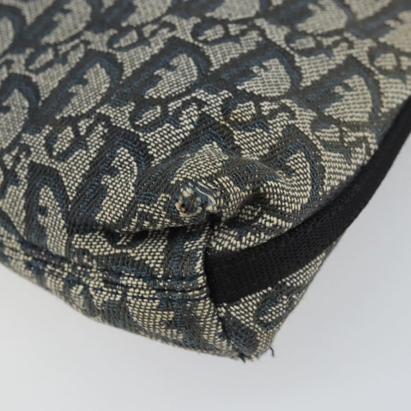 Christian Dior Trotter Canvas Accessory Pouch Navy Silver Auth bs31648