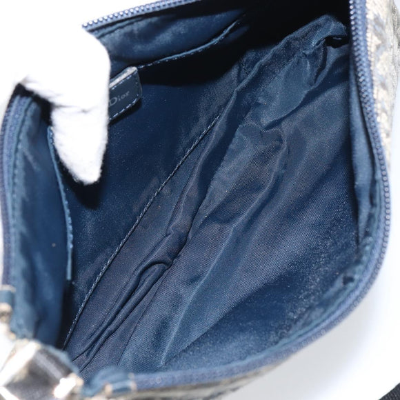 Christian Dior Trotter Canvas Accessory Pouch Navy Silver Auth bs31648