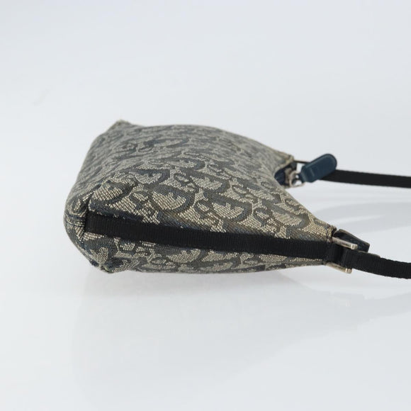 Christian Dior Trotter Canvas Accessory Pouch Navy Silver Auth bs31648
