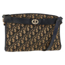 Christian Dior Trotter Canvas Shoulder Bag Navy Gold Auth bs31649-1