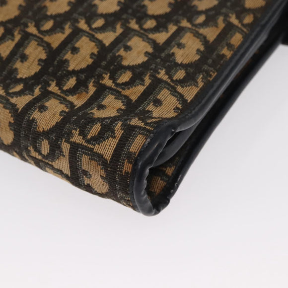 Christian Dior Trotter Canvas Shoulder Bag Navy Gold Auth bs31649