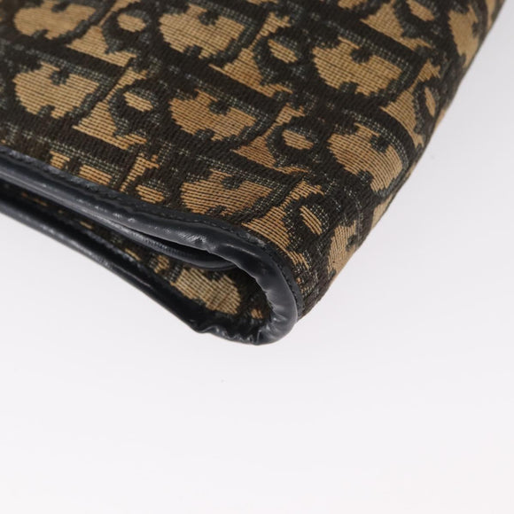 Christian Dior Trotter Canvas Shoulder Bag Navy Gold Auth bs31649