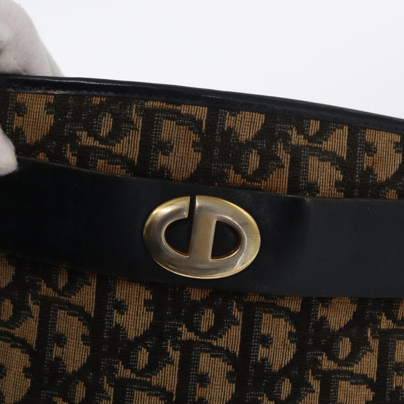 Christian Dior Trotter Canvas Shoulder Bag Navy Gold Auth bs31649