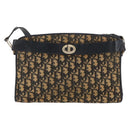 Christian Dior Trotter Canvas Shoulder Bag Navy Gold Auth bs31649-2