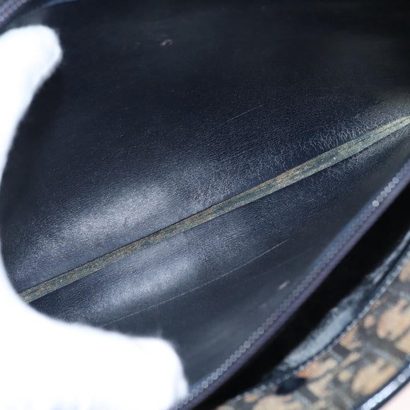 Christian Dior Trotter Canvas Shoulder Bag Navy Gold Auth bs31649