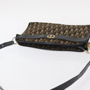 Christian Dior Trotter Canvas Shoulder Bag Navy Gold Auth bs31649-6