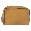 LOEWE Anagram Clutch Bag Leather Beige Gold Auth bs31652-1