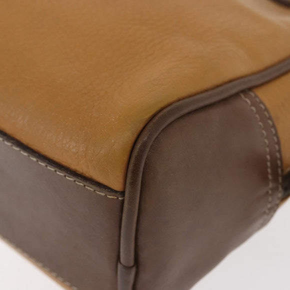 LOEWE Anagram Clutch Bag Leather Beige Gold Auth bs31652