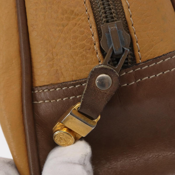 LOEWE Anagram Clutch Bag Leather Beige Gold Auth bs31652