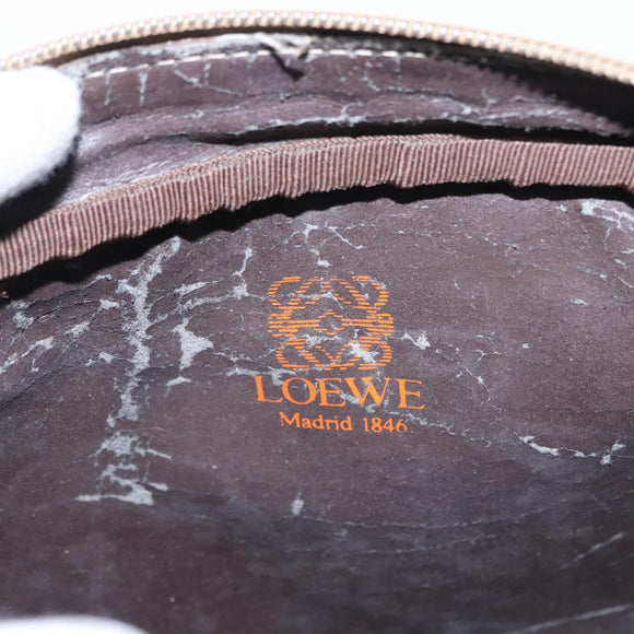 LOEWE Anagram Clutch Bag Leather Beige Gold Auth bs31652