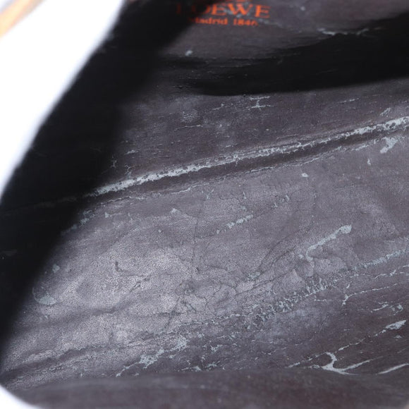 LOEWE Anagram Clutch Bag Leather Beige Gold Auth bs31652