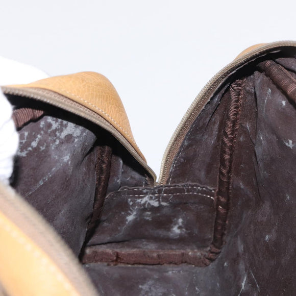 LOEWE Anagram Clutch Bag Leather Beige Gold Auth bs31652