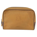 LOEWE Anagram Clutch Bag Leather Beige Gold Auth bs31652-13