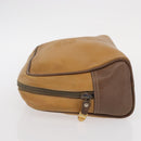 LOEWE Anagram Clutch Bag Leather Beige Gold Auth bs31652-4