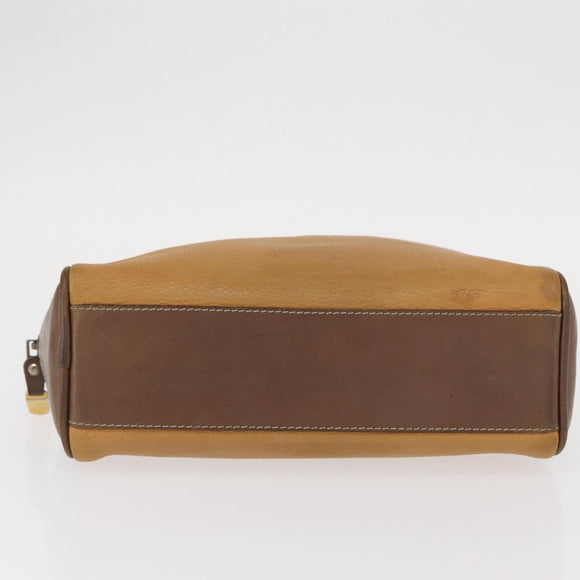 LOEWE Anagram Clutch Bag Leather Beige Gold Auth bs31652