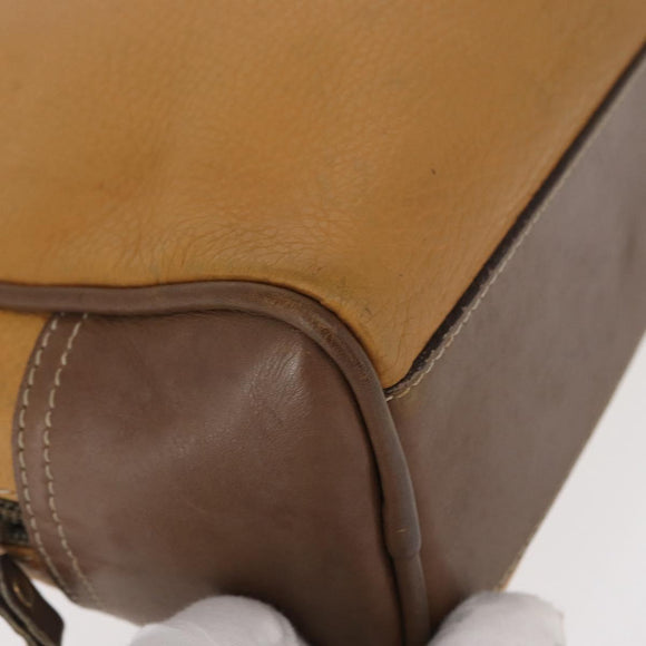 LOEWE Anagram Clutch Bag Leather Beige Gold Auth bs31652