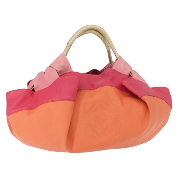 LOEWE Nappa Aire Anagram Hand Bag Leather Orange Auth bs31653
