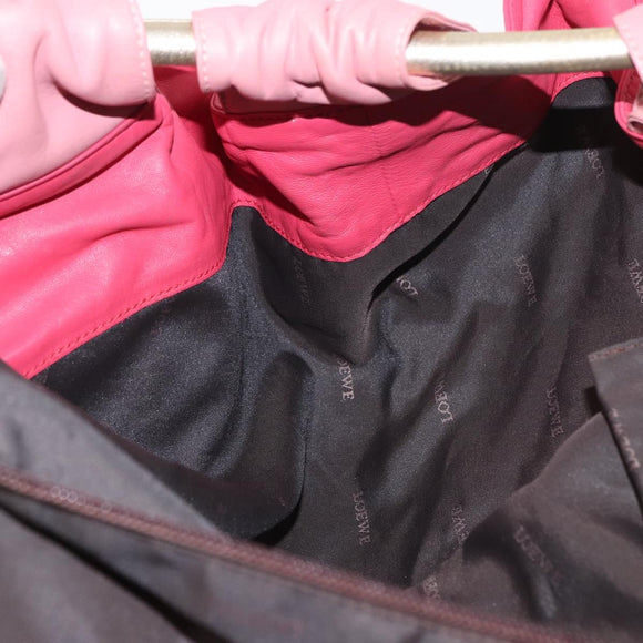 LOEWE Nappa Aire Anagram Hand Bag Leather Orange Auth bs31653