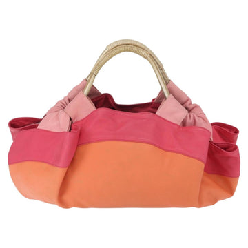 LOEWE Nappa Aire Anagram Hand Bag Leather Orange Auth bs31653 - 0