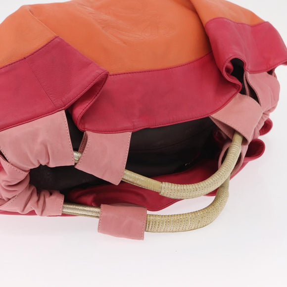 LOEWE Nappa Aire Anagram Hand Bag Leather Orange Auth bs31653