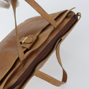 LOEWE Anagram Tote Bag Leather Beige Gold Auth bs31654-6