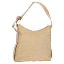 Salvatore Ferragamo Shoulder Bag Nylon Leather Beige Silver Auth bs31655-1