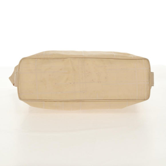 Salvatore Ferragamo Shoulder Bag Nylon Leather Beige Silver Auth bs31655