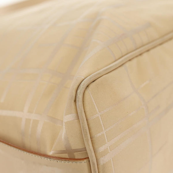 Salvatore Ferragamo Shoulder Bag Nylon Leather Beige Silver Auth bs31655