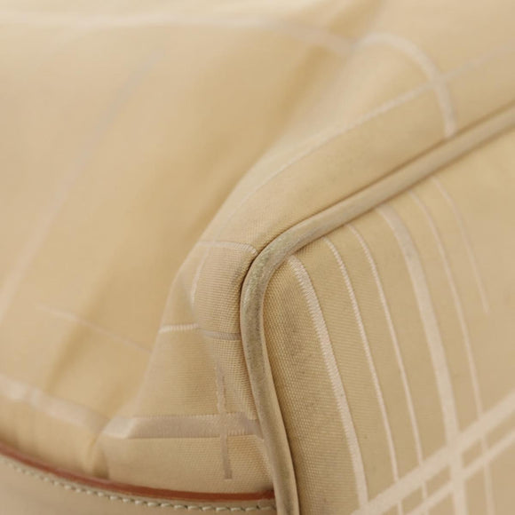 Salvatore Ferragamo Shoulder Bag Nylon Leather Beige Silver Auth bs31655