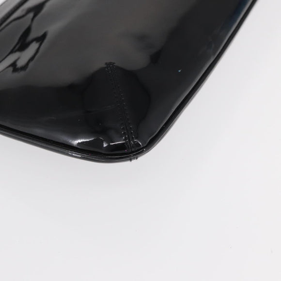 Salvatore Ferragamo Gancini Shoulder Bag Enamel Black Gold Auth bs31656