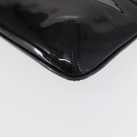 Salvatore Ferragamo Gancini Shoulder Bag Enamel Black Gold Auth bs31656