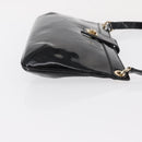 Salvatore Ferragamo Gancini Shoulder Bag Enamel Black Gold Auth bs31656-4