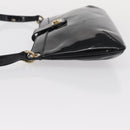 Salvatore Ferragamo Gancini Shoulder Bag Enamel Black Gold Auth bs31656-5