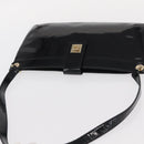 Salvatore Ferragamo Gancini Shoulder Bag Enamel Black Gold Auth bs31656-6