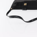 Salvatore Ferragamo Gancini Shoulder Bag Enamel Black Gold Auth bs31656-7