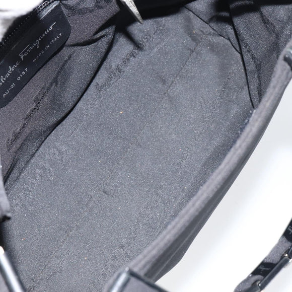 Salvatore Ferragamo Hand Bag Canvas Black Silver Auth bs31657