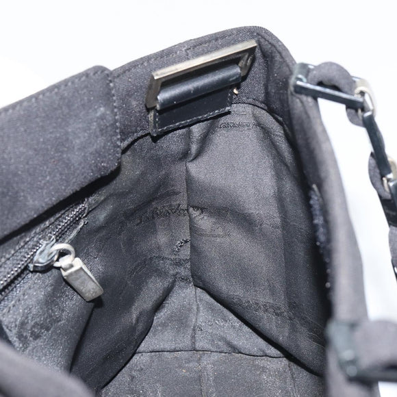 Salvatore Ferragamo Hand Bag Canvas Black Silver Auth bs31657