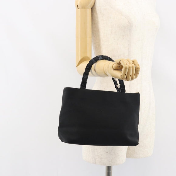 Salvatore Ferragamo Hand Bag Canvas Black Silver Auth bs31657