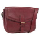 SAINT LAURENT Shoulder Bag Leather Red Gold Auth bs31658-1