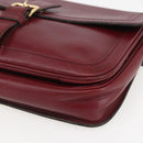 SAINT LAURENT Shoulder Bag Leather Red Gold Auth bs31658-9