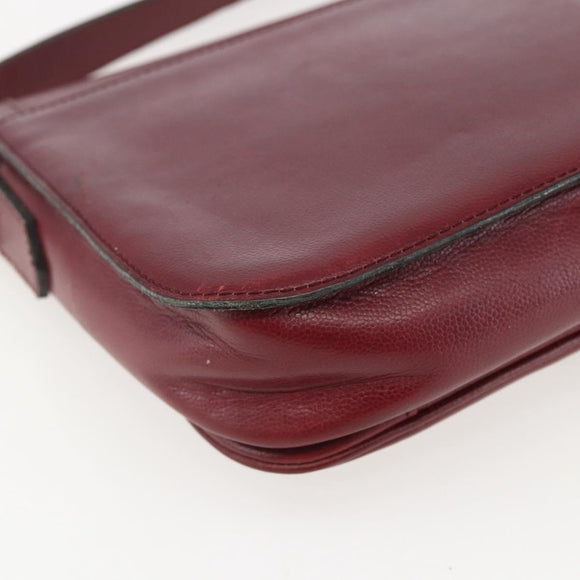 SAINT LAURENT Shoulder Bag Leather Red Gold Auth bs31658