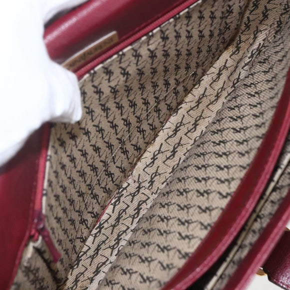 SAINT LAURENT Shoulder Bag Leather Red Gold Auth bs31658