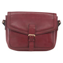 SAINT LAURENT Shoulder Bag Leather Red Gold Auth bs31658-13
